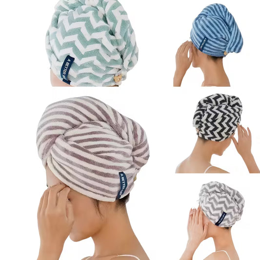 Modern Striped Quick-Dry Hair Wrap