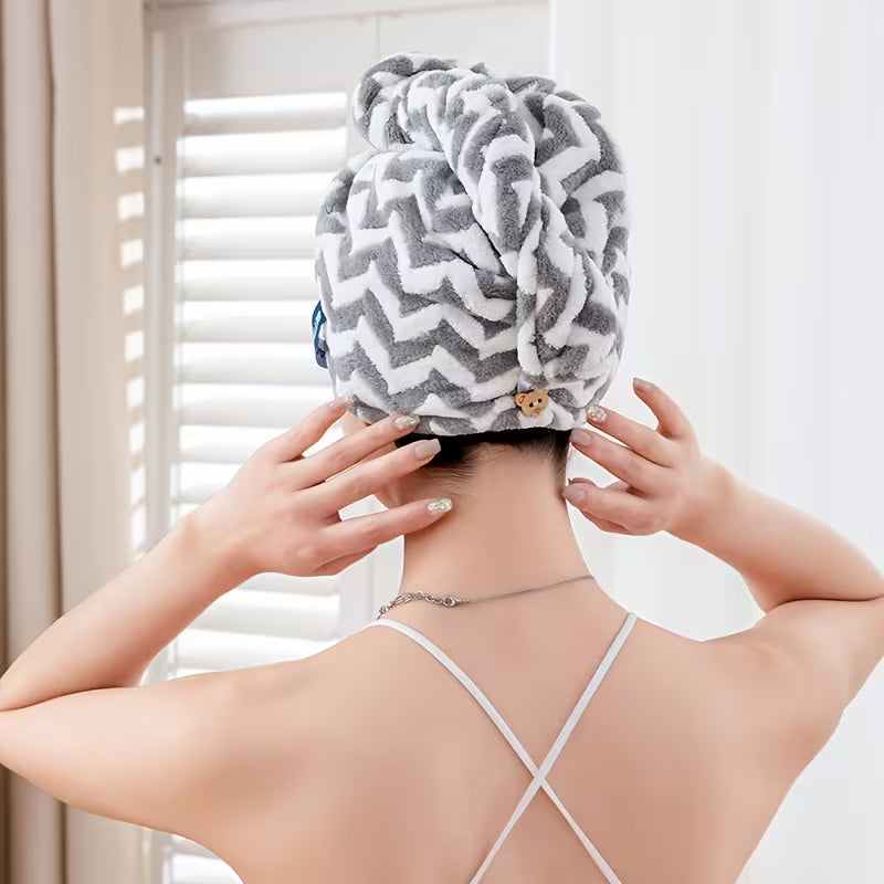 Modern Striped Quick-Dry Hair Wrap
