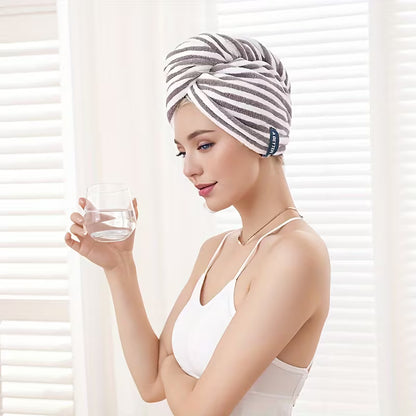 Modern Striped Quick-Dry Hair Wrap